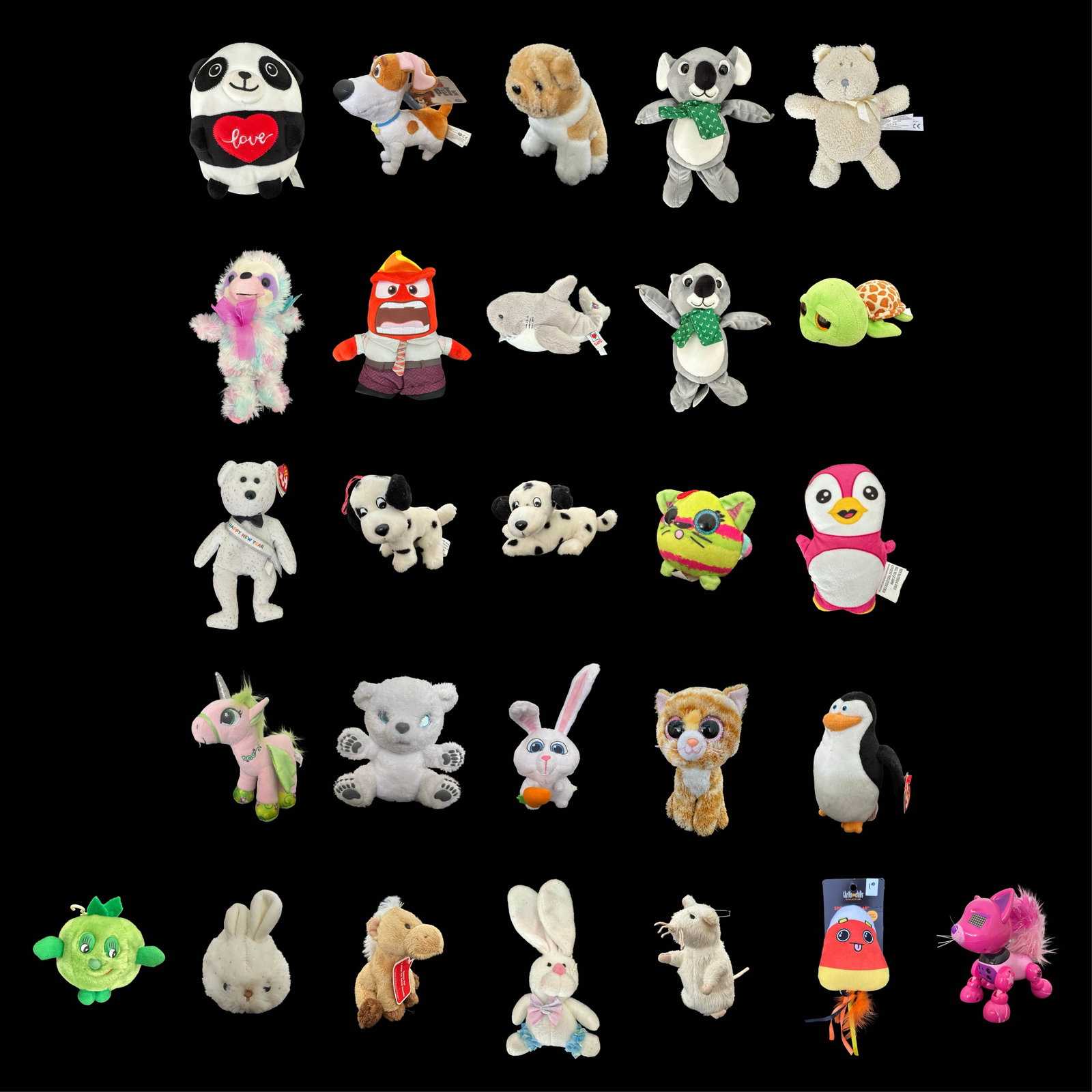 Large Mixed Collection of Branded Plush Toys and Character Figures Including Ty Beanie Boos, Disney: This lot comprises a substantial and visually engaging assortment of plush toys and soft figures spanning multiple brands, styles, and production eras, assembled as a single, diverse offering ideal fo