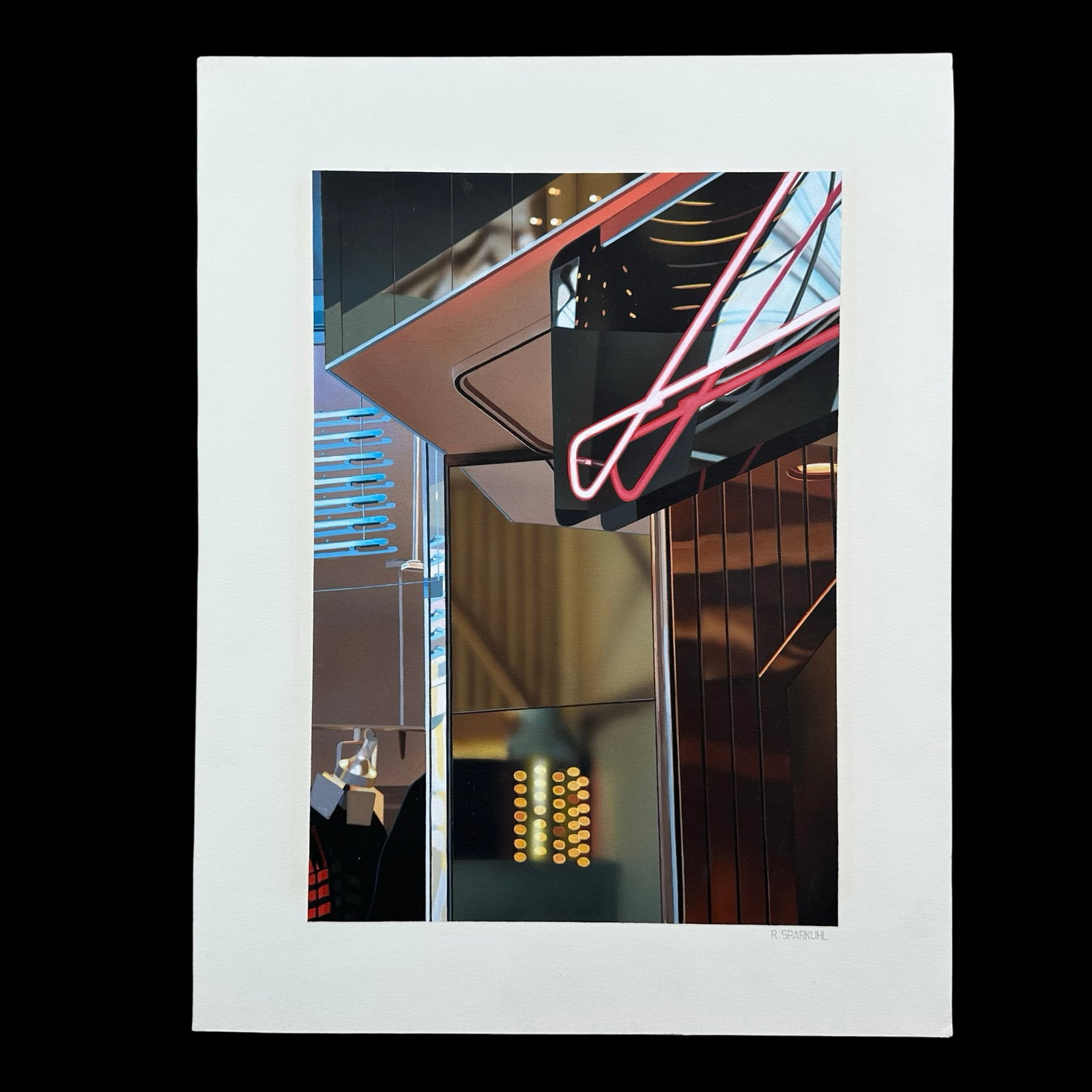 Rudy Sparkuhl, Untitled, "Indoors" Original: Rudy Sparkuhl, Untitled, "Indoors" original on artist board, signed lower right. Image: 10" x 7".