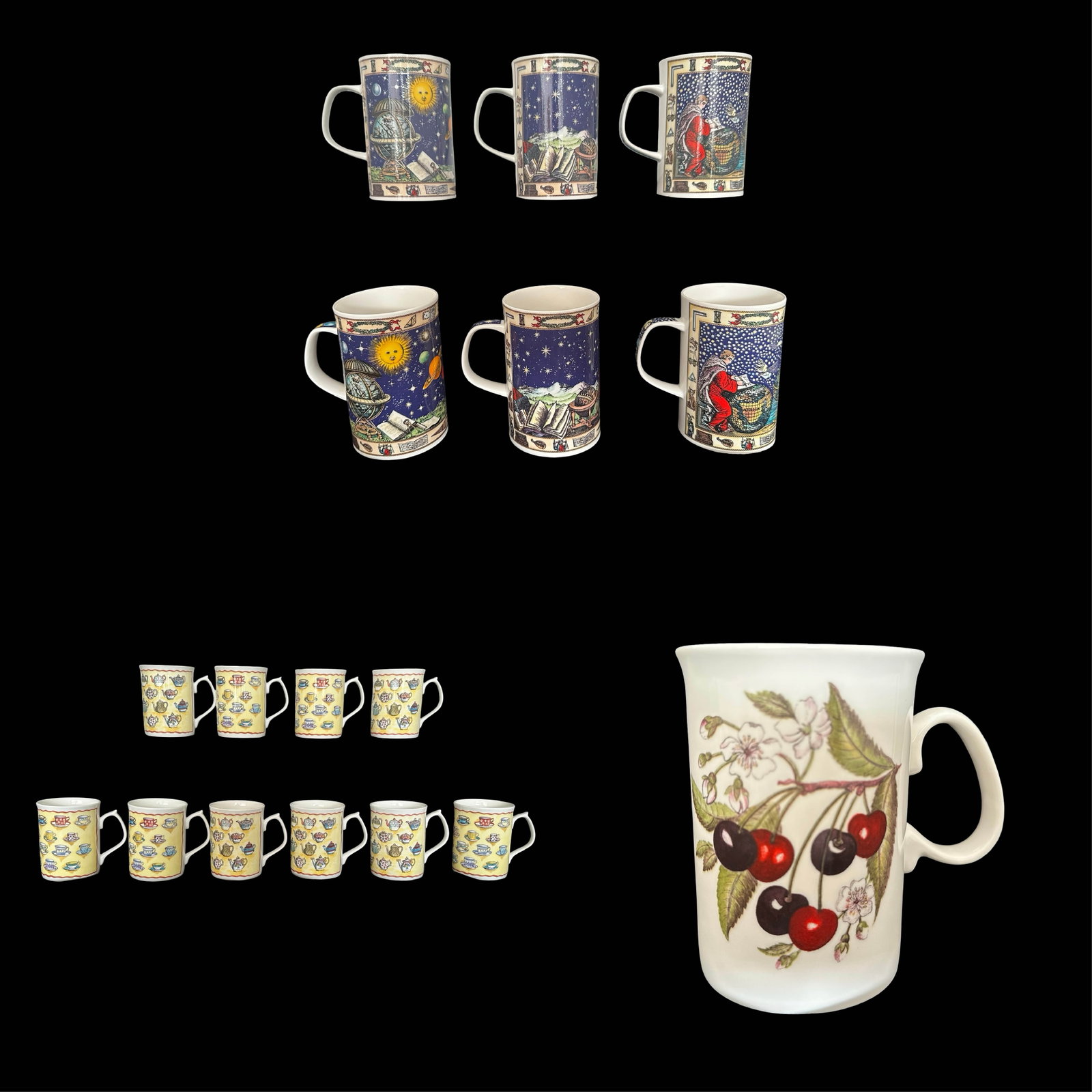 7 English Fine Bone China Mugs - Dunoon ?Discovery? by Origin Studios (6) + Jason ?Teapots & (1 of 10)