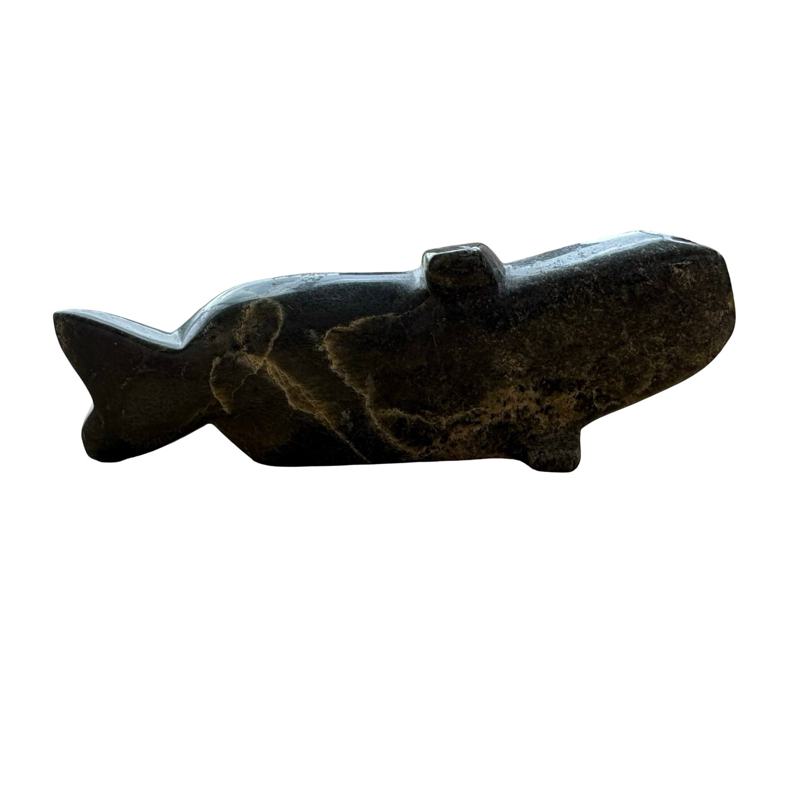 Certified Isacie Shaa Inuit Whale Sculpture - Iqaluit Nunavut 2018 Hand-Carved Stone Whale with: An exceptional certified Inuit stone sculpture depicting a whale, masterfully hand carved by respected Inuk artist Isacie Shaa of Iqaluit, Nunavut, in 2018. Accompanied by its original Government of C