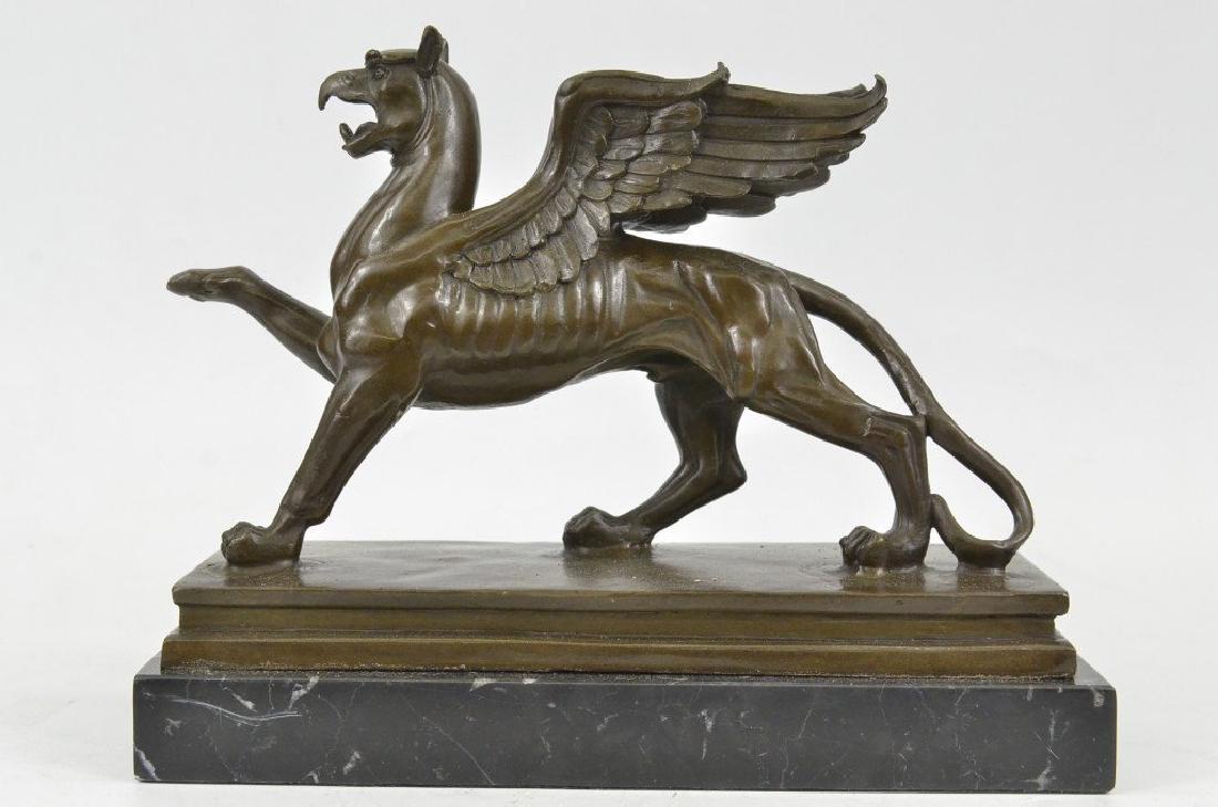 Griffin Bronze Statue with Marble Base (1 of 6)