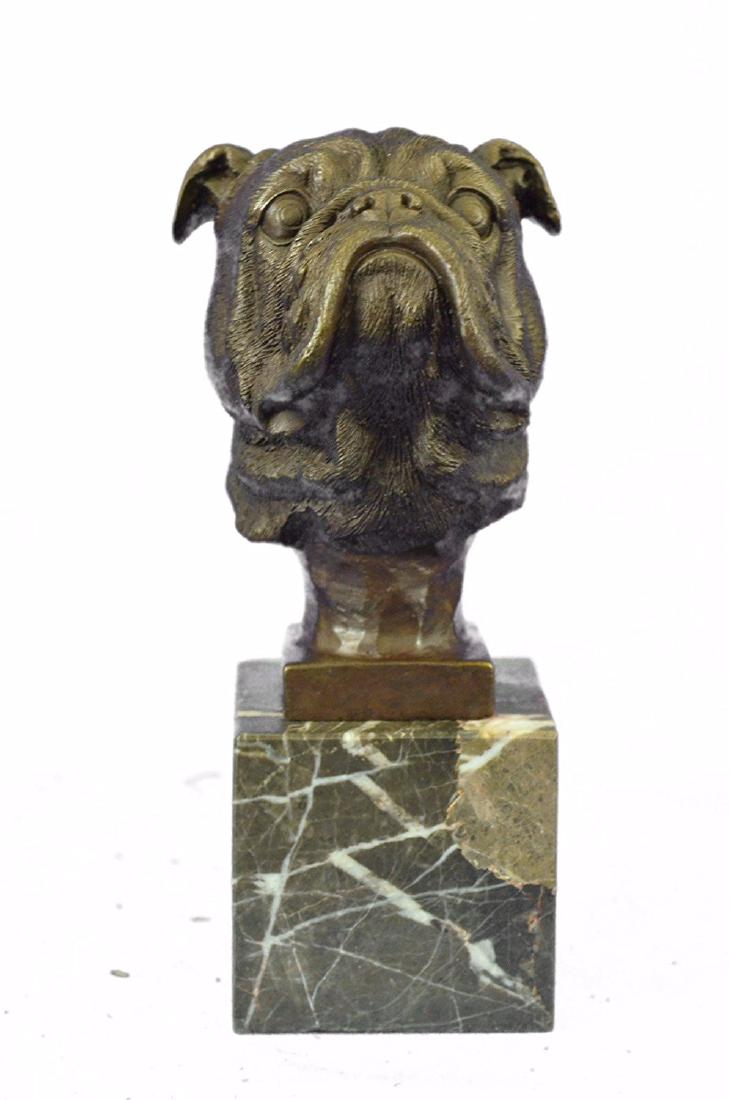 Head Bust English Bulldog Bronze Sculpture (1 of 9)