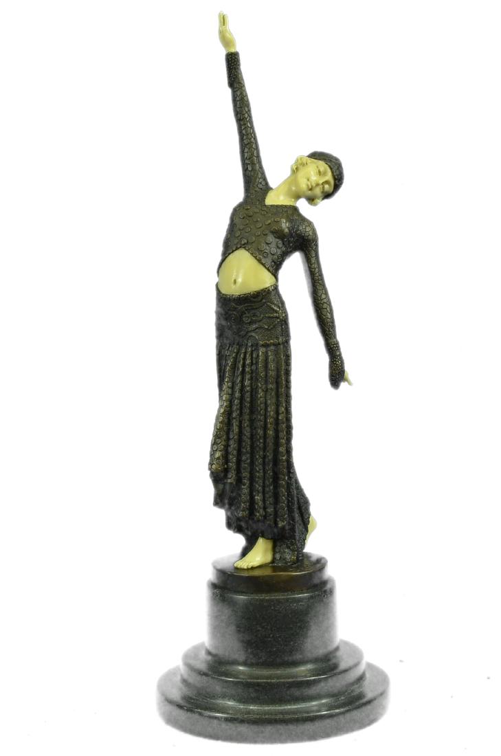 Belly Dancer Bronze Sculpture on Marble Base Statue
