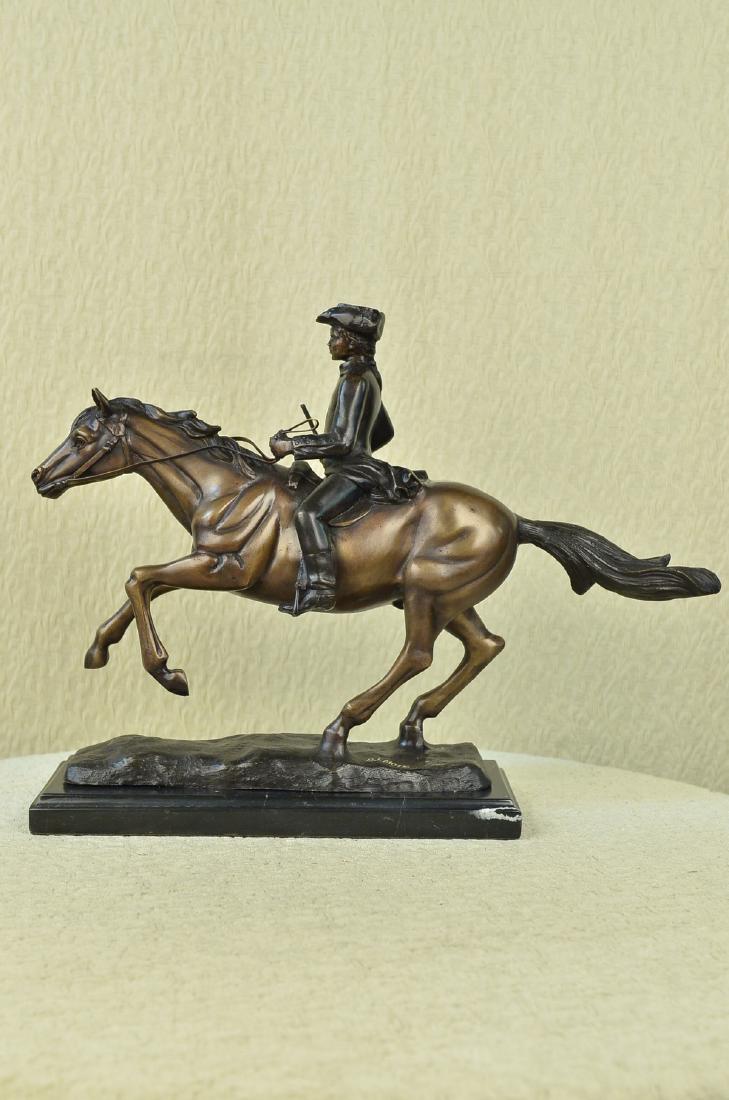 Soldier on Horse Bronze Statue on Marble Base Sculpture