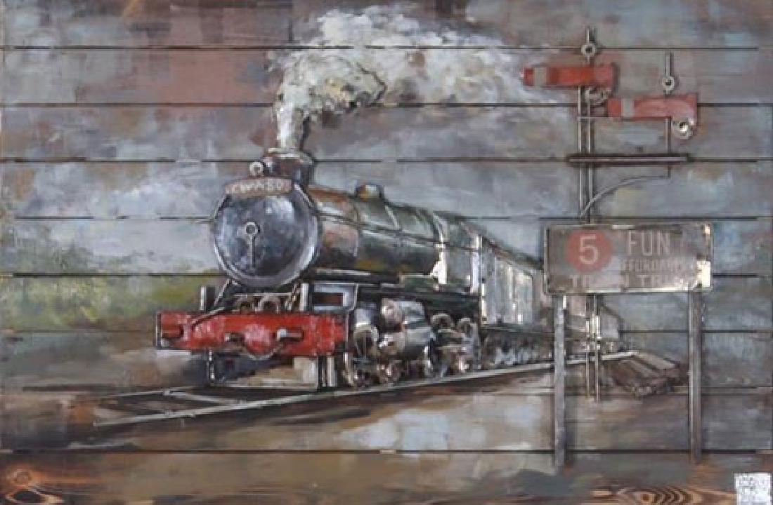 3D Train Station Metal wall Art Wall Painting Hanging (1 of 4)