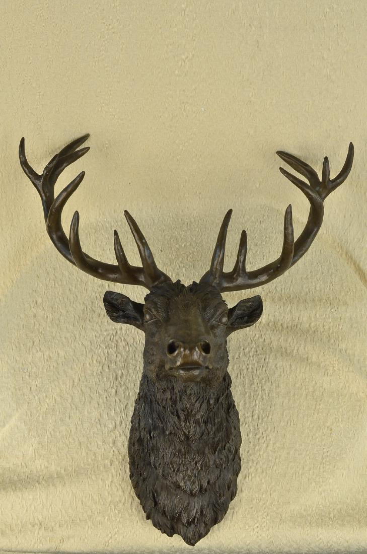 Elk Head Bust Bronze Stag Sculpture (1 of 10)