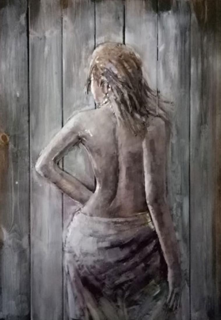 3D Nude Woman Picture Frame Wall Mount Wood and Metal: 3D metal art, each piece involves complex craftsmanship, cutting, modeling, welding, aging treatment, anti rust treatment, coloring and matte surface treatment, etc. Ready to hang and these metal artw