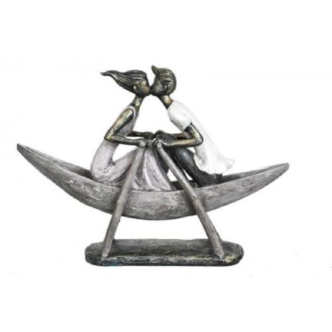 Multi Color Couple on A boat Cold Cast Bronze Sculpture (1 of 4)