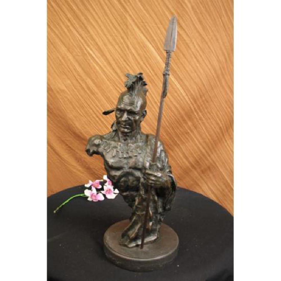 Bust of Native American Indian Chief Bronze Sculpture (1 of 6)