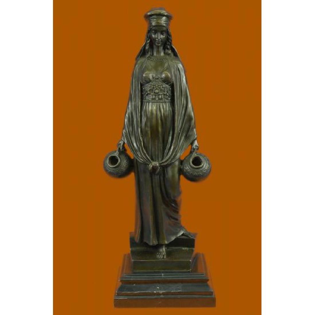 A Lady Carrying Water Jugs Bronze Sculpture (1 of 5)