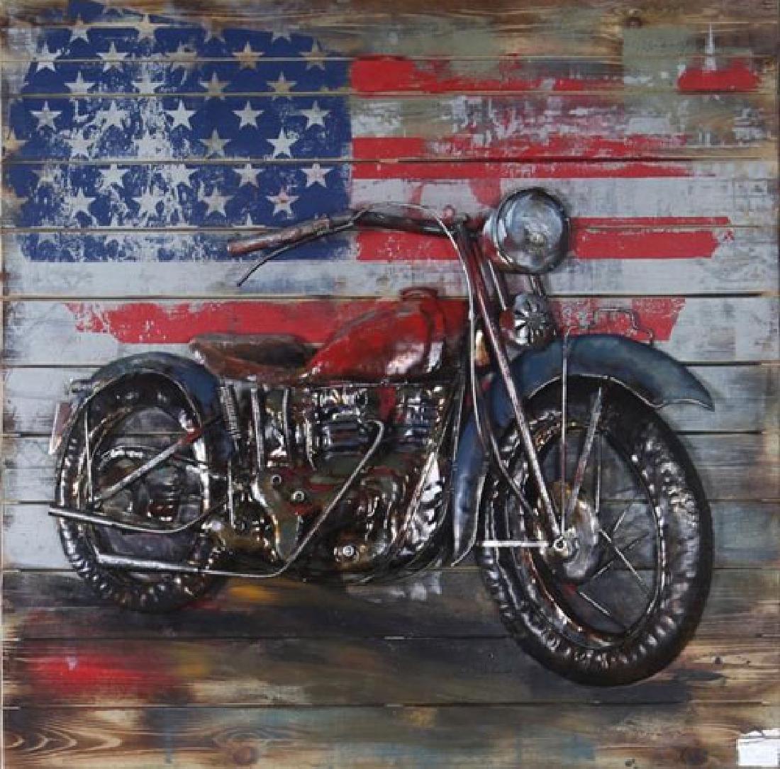 3D Harley Davidson with American Flag 3Dimensional Wall (1 of 4)