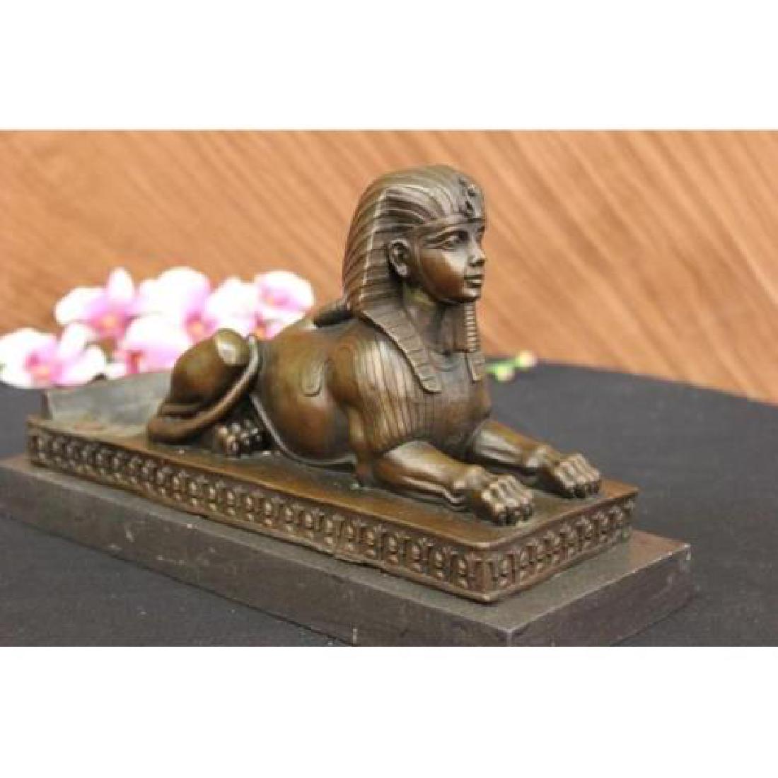 Mythological Creature Sphinx Egyptian Bronze Statue on (1 of 6)