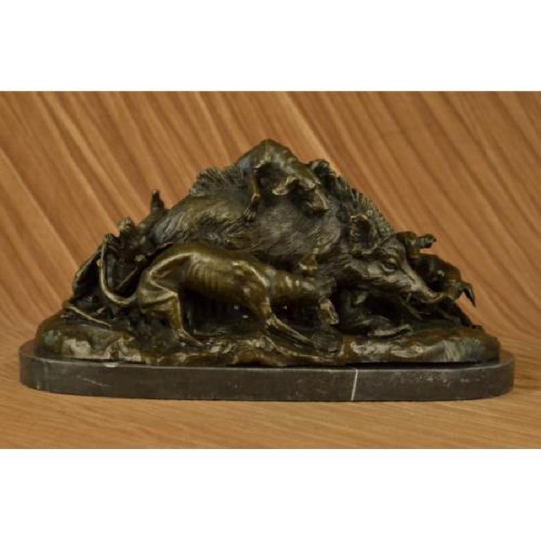 Wild Boar Bronze Sculpture on Marble Base Figurine (1 of 6)