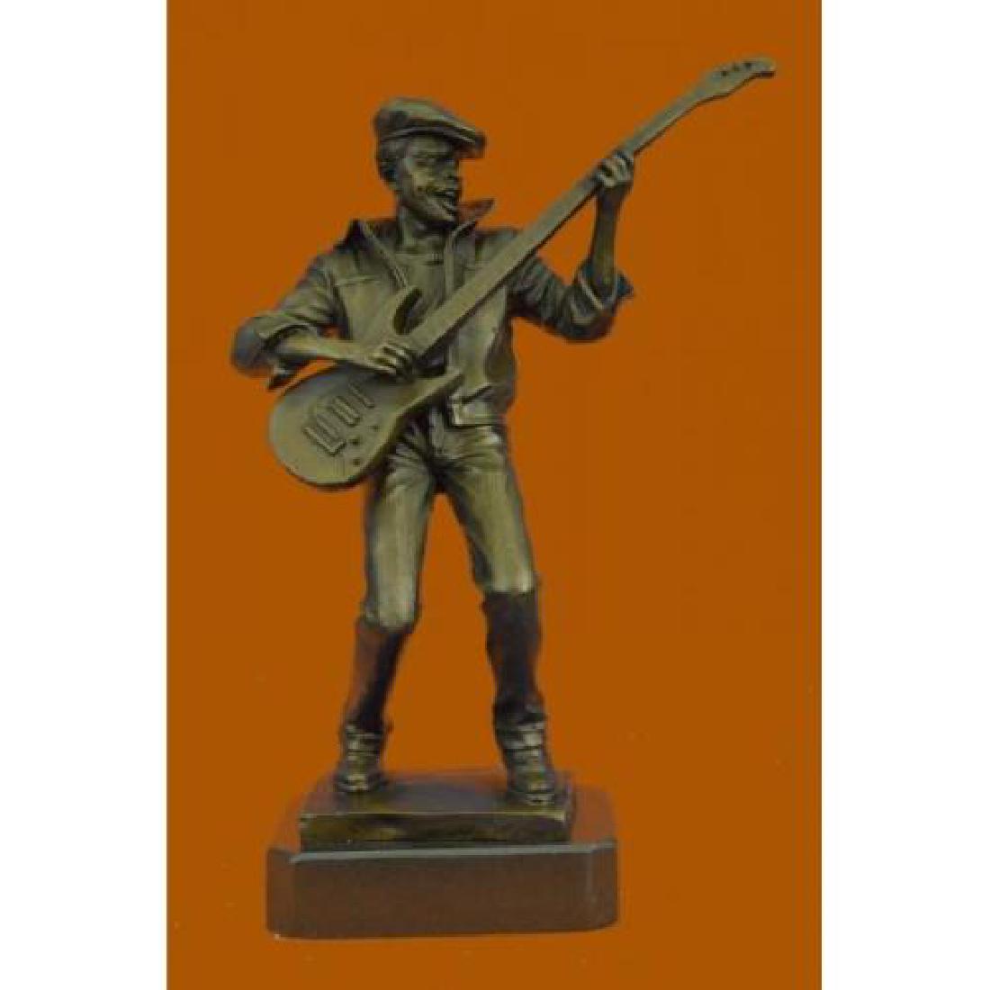 Guitar Player Singer Bronze Sculpture on Marble Base (1 of 8)
