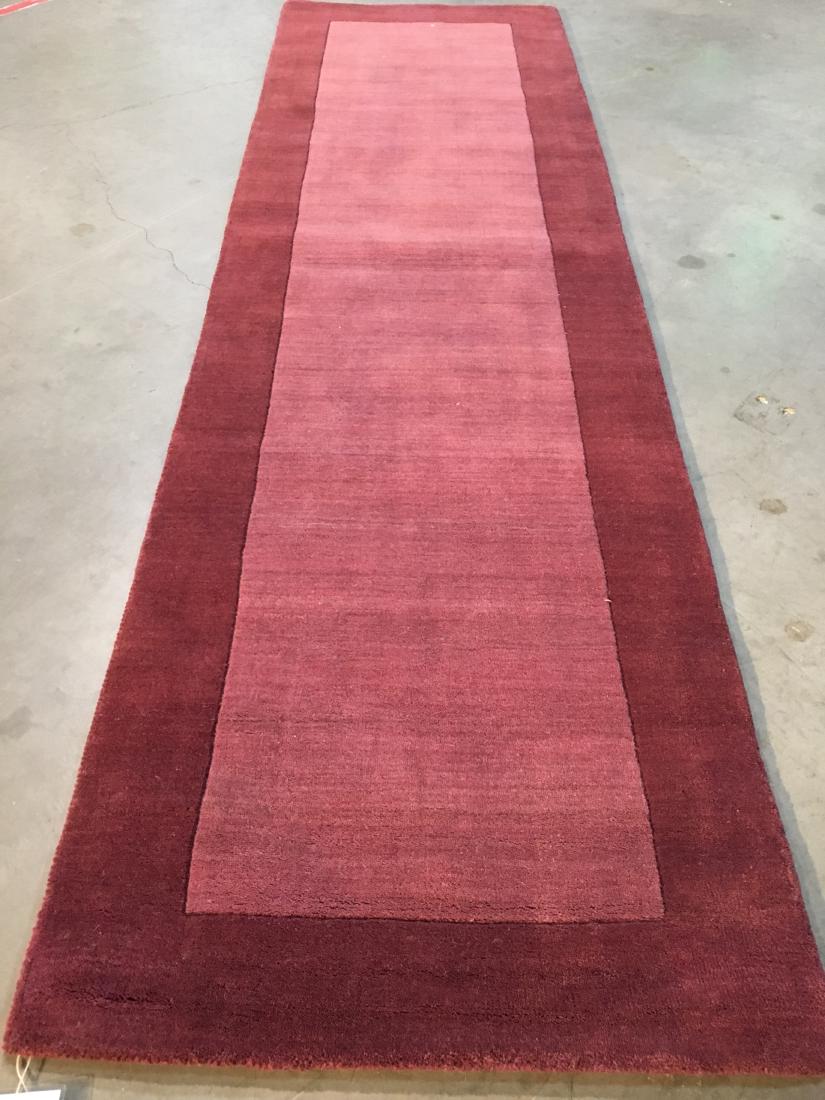 SOLID TWO TONE DESIGN HAND MADE & CARVED WOOL RUNNER (1 of 5)