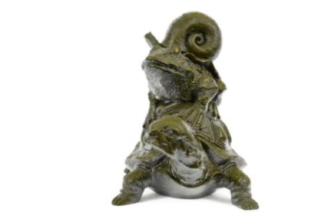 Frog on Turtle with Snail Bronze Statue (1 of 8)