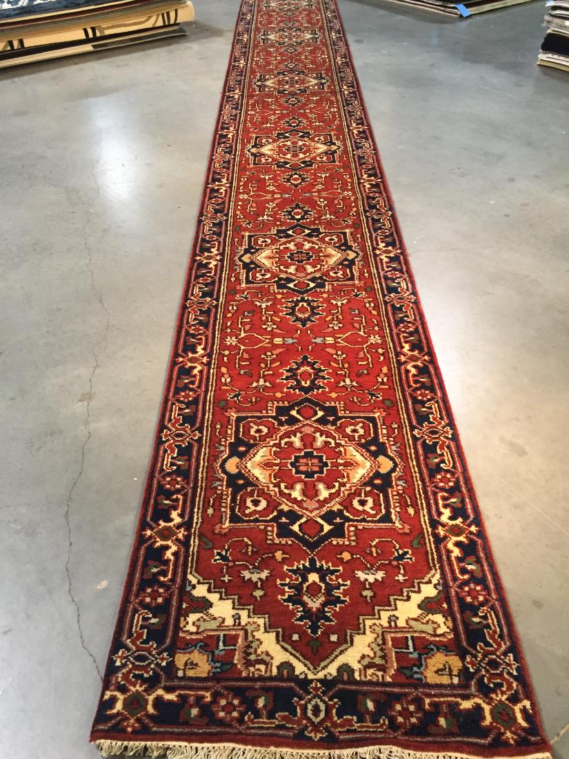 MAGNIFICENT HAND-KNOTTED SERAPI  WOOL RUNNER 2.9x19.9 (1 of 9)