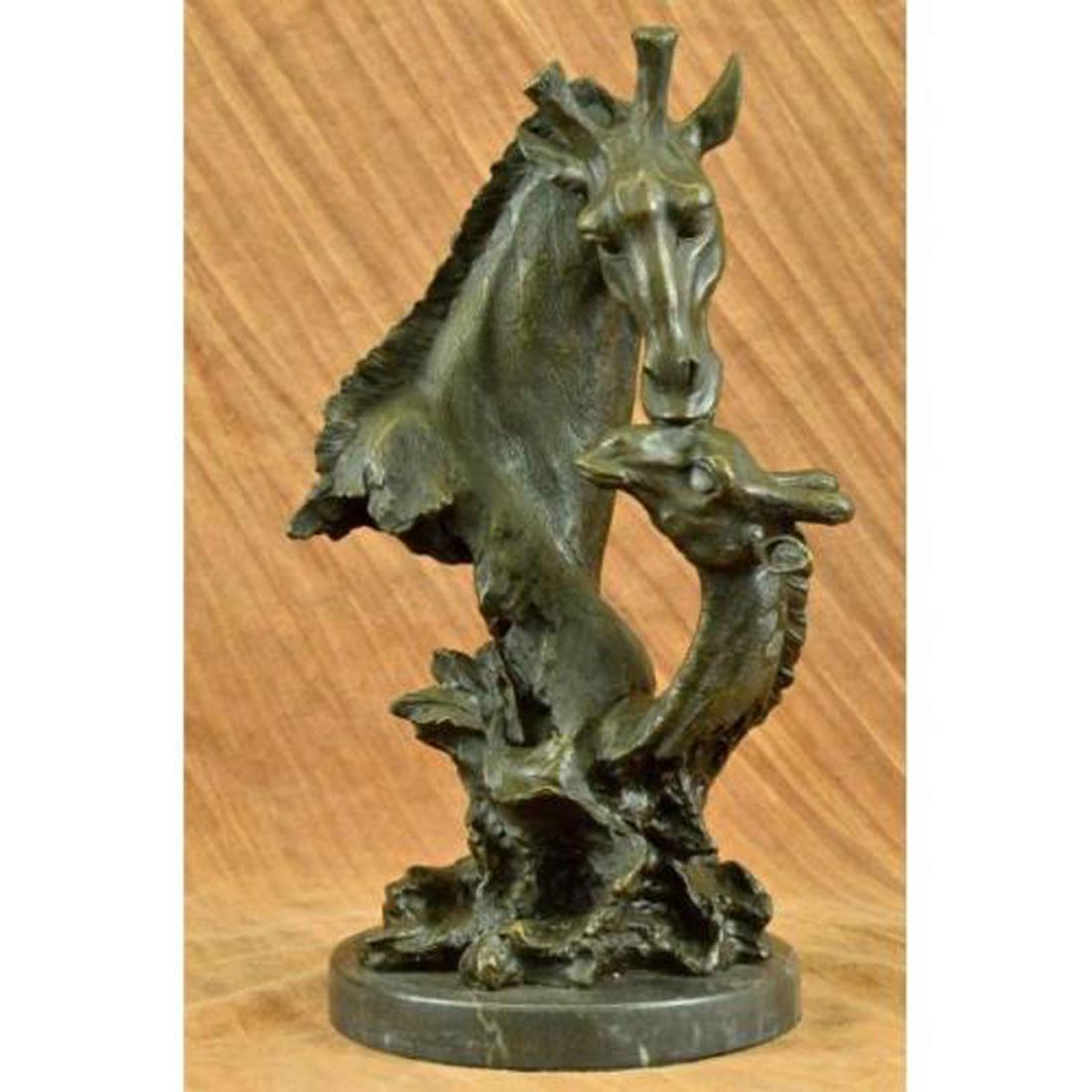 African Giraffe With Cub Bust Bronze Sculpture (1 of 7)