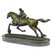 Art Deco Western Art Girl Jockey Racing Horse Bronze - 4