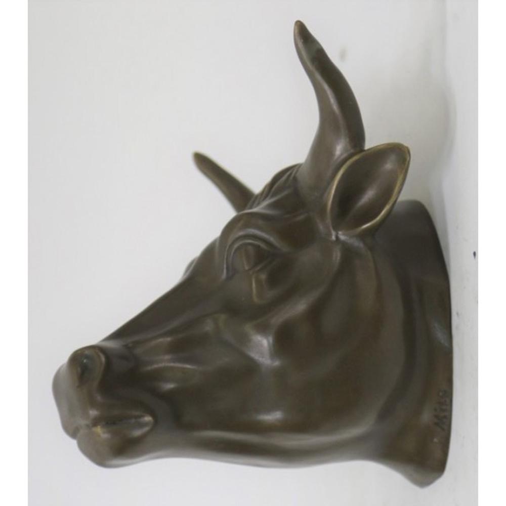 Male Bull Wall Mont Bronze Sculpture (1 of 9)