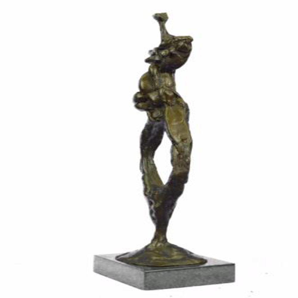Modern Bronze Sculpture on Marble Base Statue: This is a very unique abstract of a man standing up. He appears to have all his organs out but its just the way the artist created this Sculpture weirdly and different. He has a very tiny head and ext
