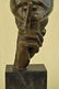 Man Hush Up Bronze Sculpture on Marble Base Figurine - 3