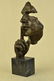 Man Hush Up Bronze Sculpture on Marble Base Figurine - 4