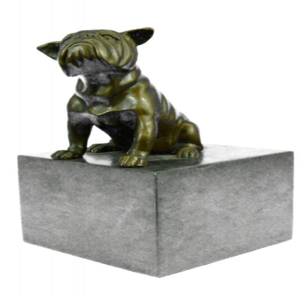 Bulldog Dog Animal Bronze Sculpture on Marble Base (1 of 9)