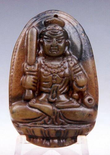 Jade Hand Carved Nephrite Warrior Buddha Holds Sword (1 of 5)