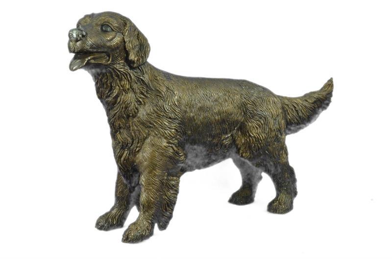 Puppy Golden Retriever Dog Bronze Statue (1 of 9)