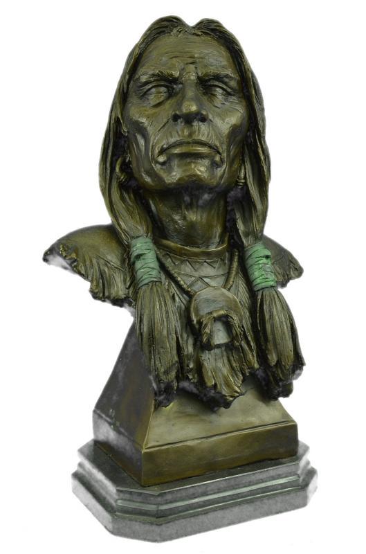 Hot Cast Indian Chief Bust Bronze Sculpture (1 of 8)