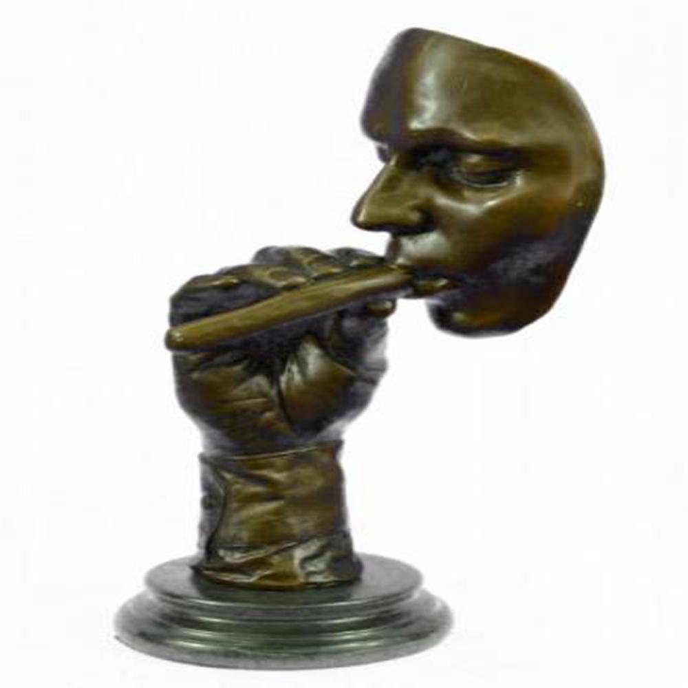 Man Smoking Cigar Bronze Sculpture on Marble Base (1 of 9)