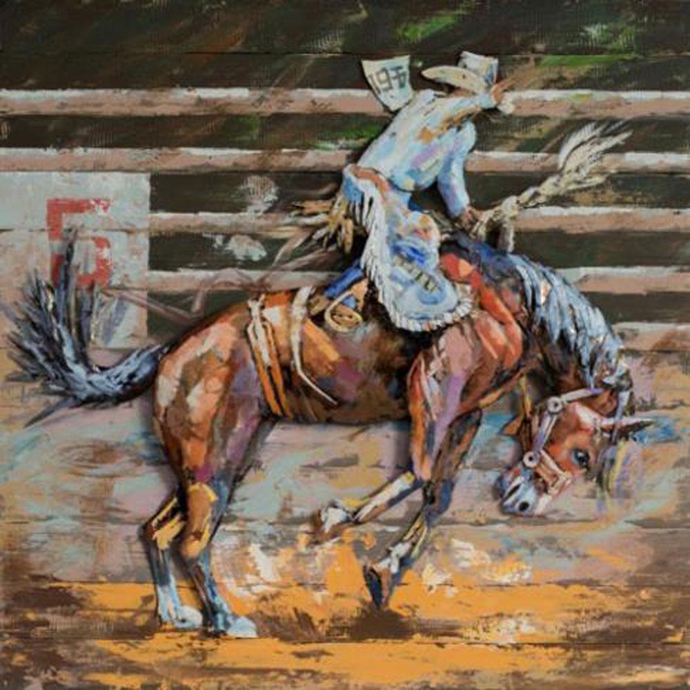 3D Art Metal Horse America West Cowboy Horse Racing Oil (1 of 4)