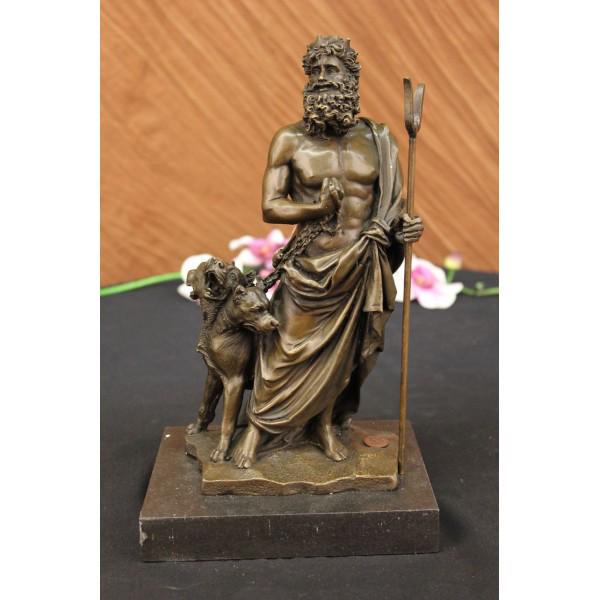 Three Headed Dog Mythical Bronze Sculpture on Marble (1 of 6)