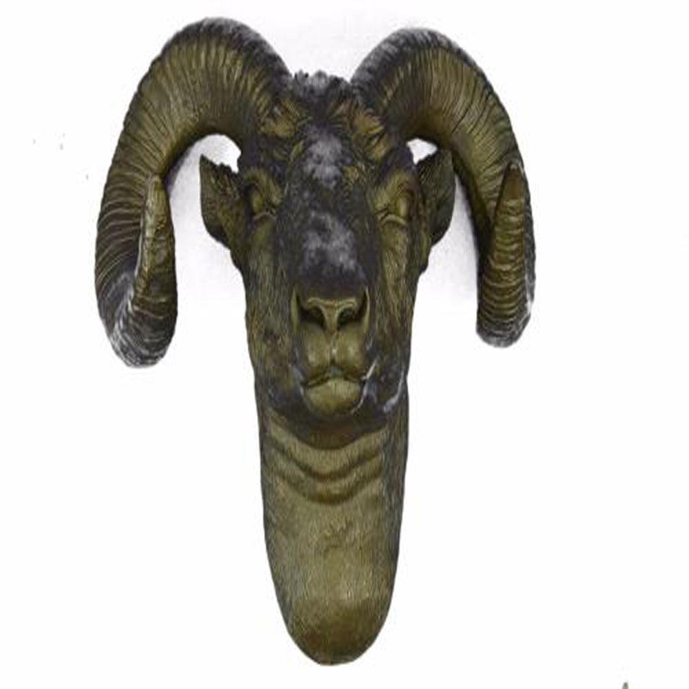 Rams Head Wall Mount Bronze Figurine (1 of 7)