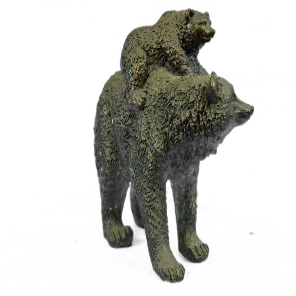 Black Bear Mother Cub Western Art Bronze Marble Statue (1 of 8)