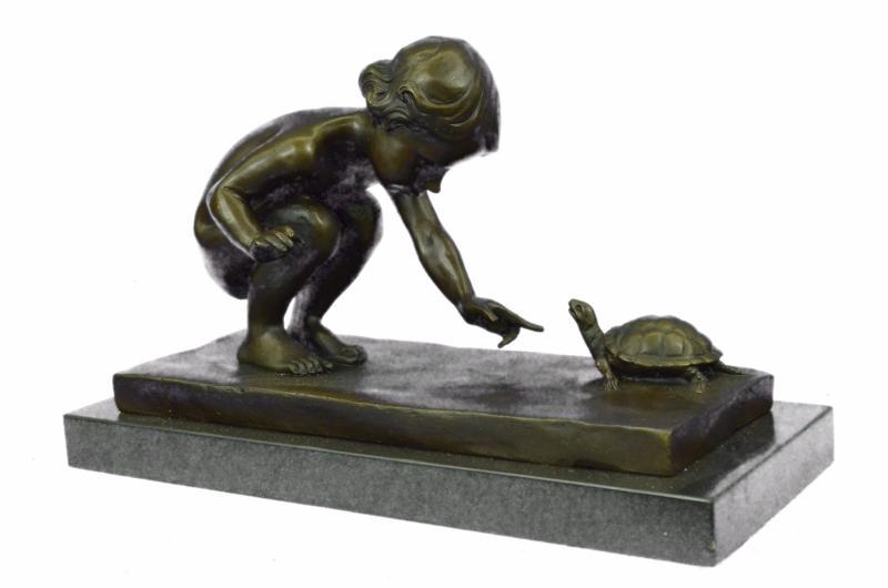 Little Girl Playing With Turtle Bronze Sculpture (1 of 8)