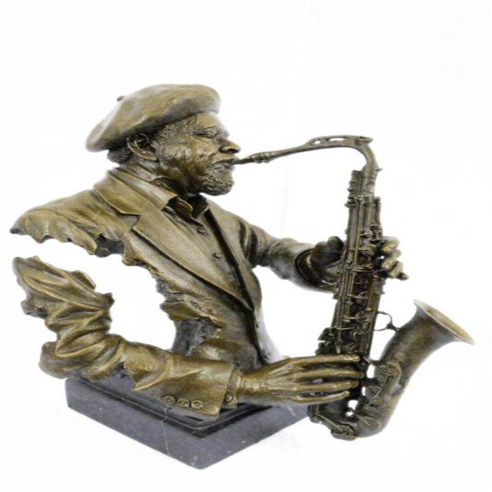 Bust of a Black Musician Playing the Saxophone Bronze (1 of 8)