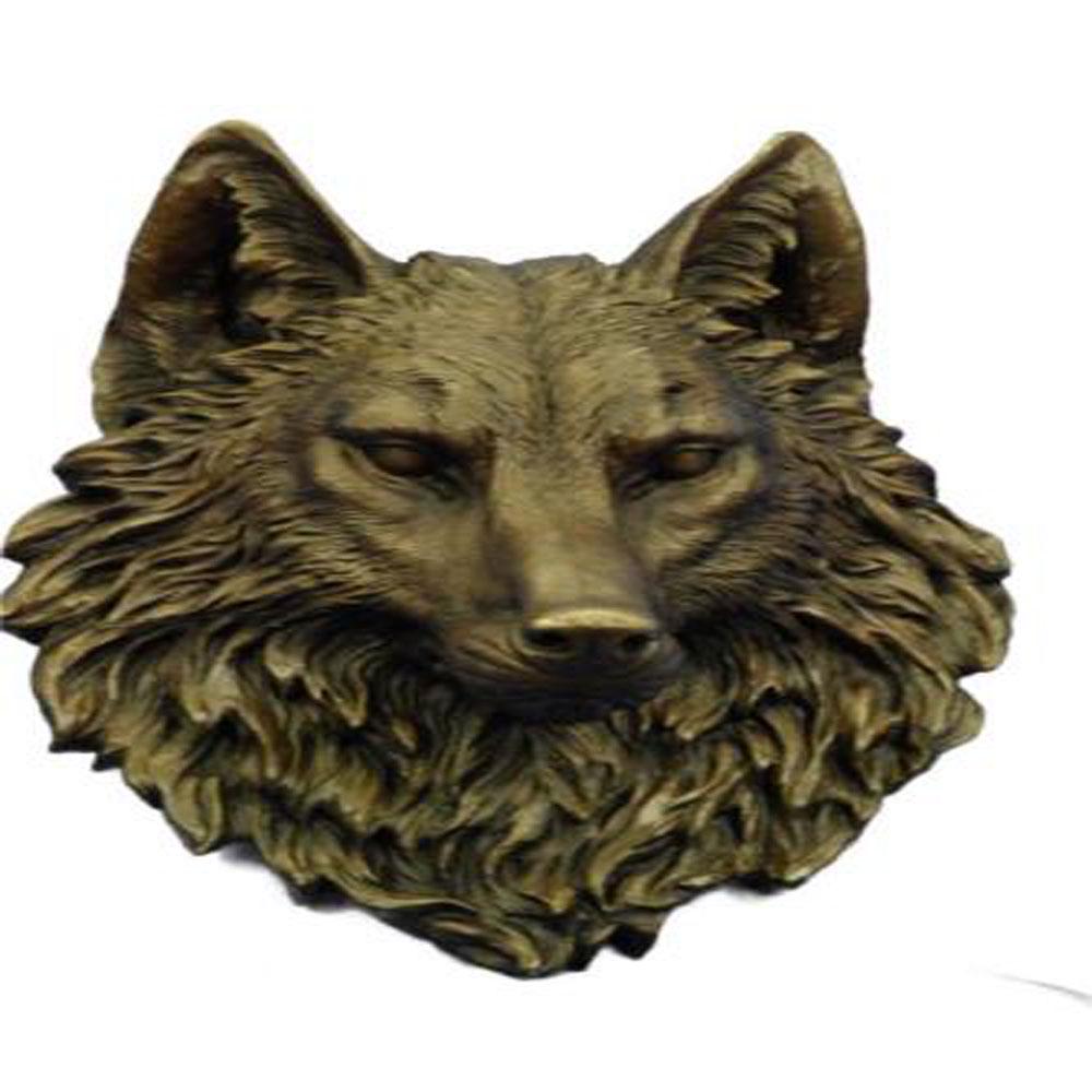 Wall Mount Wolf Head Bronze Sculpture (1 of 5)