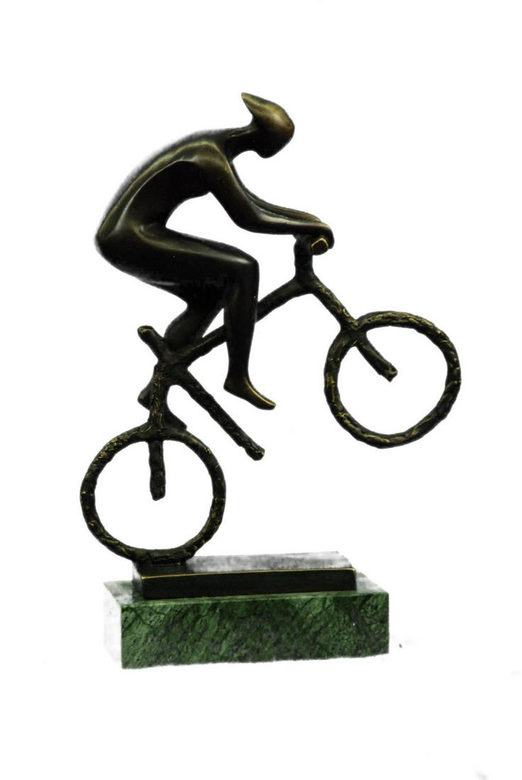 Cyclist Olympic Trophy Bronze Sculpture on Marble Base (1 of 6)
