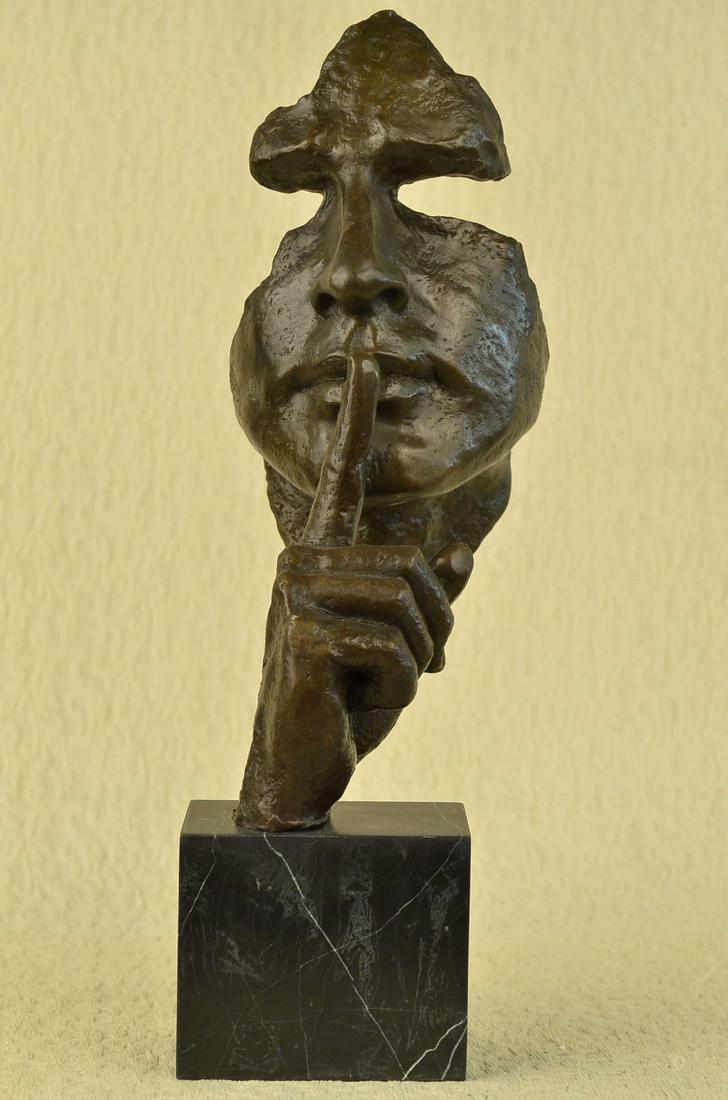 Man Hush Up Bronze Sculpture on Marble Base Figurine (1 of 9)