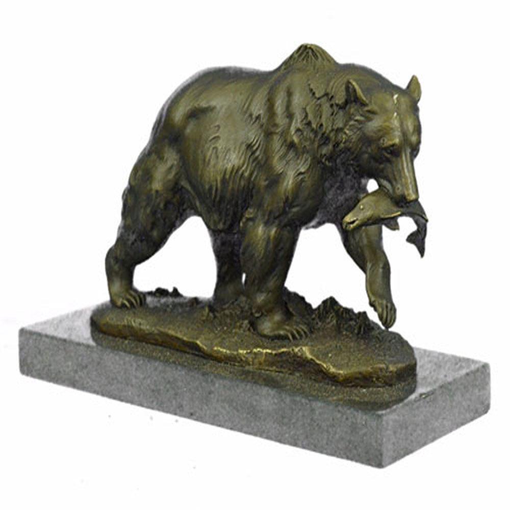 Grizzly Bear Hunting Fish Bronze Sculpture (1 of 6)