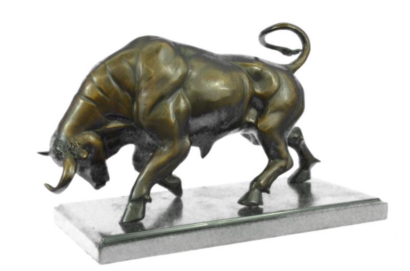 Stock Market Bull Bullish Wall Street Bronze Sculpture (1 of 6)