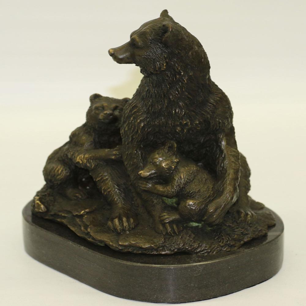 Bear with her two Cubs Bronze Sculpture (1 of 6)
