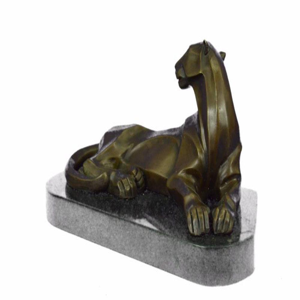 Handcrafted Mountain Lion Bronze Sculpture on Marble: Though the most feared and lethal predator of the jungle, the beauty of a lion is undeniable. This 100% carefully handmade and fully detailed sculpture includes the smallest details of the king of all