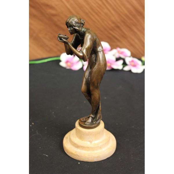 Hunched Woman Drinking Water Bronze Statue (1 of 6)