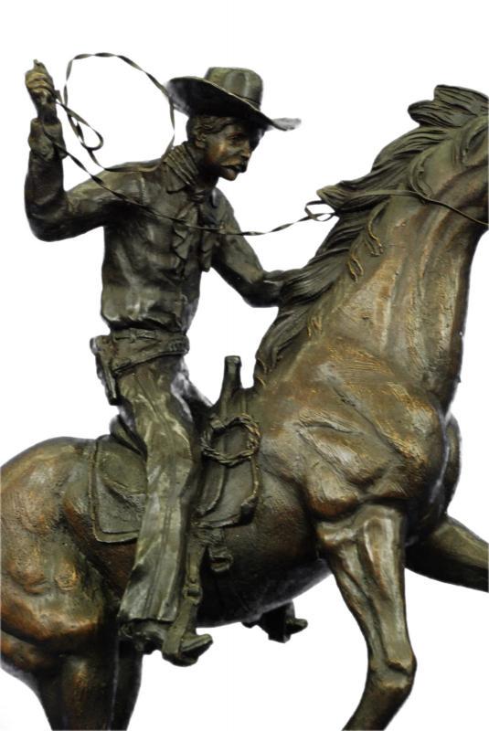 Cowboy with Rope Bronze Sculpture Statue (1 of 6)