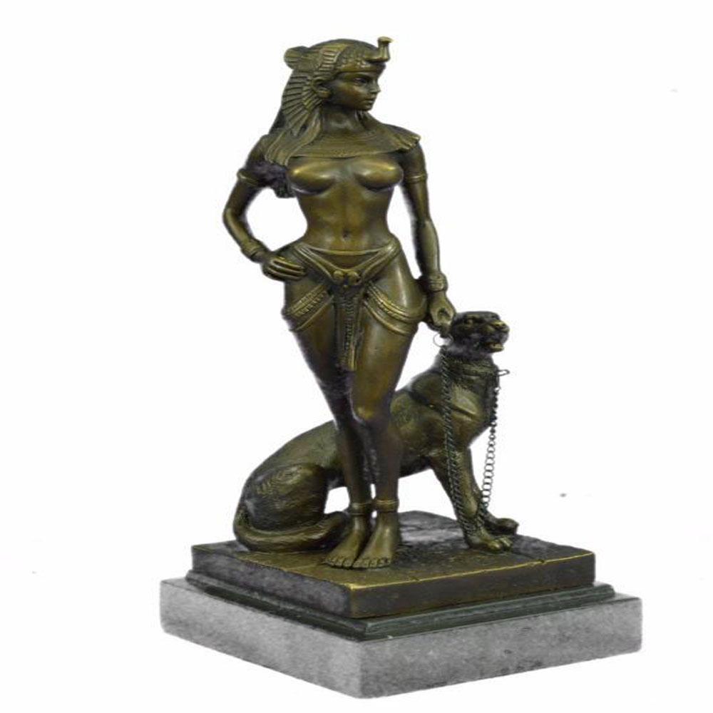 Cesaro Egyptian Queen with Guard Dog Bronze Sculpture (1 of 9)