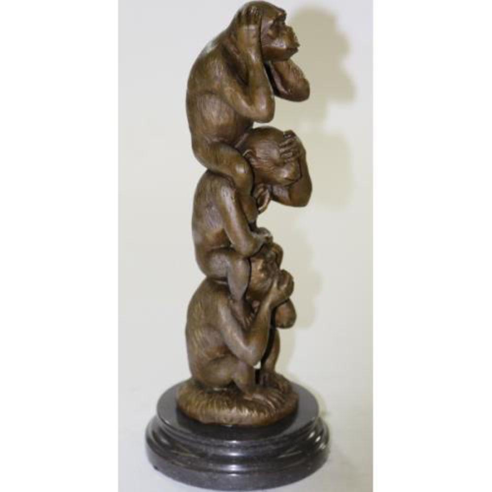 Large Signed Original Miguel Lopez 3 Wise Monkey Bronze (1 of 8)