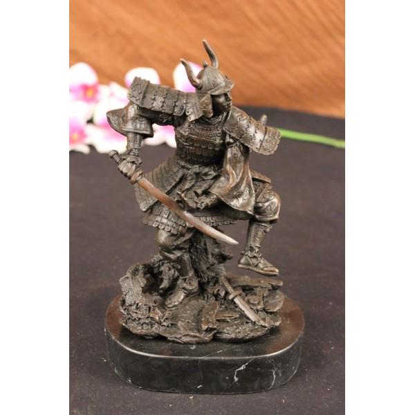 Japanese Warrior Samurai With Sword Bronze Sculpture (1 of 5)